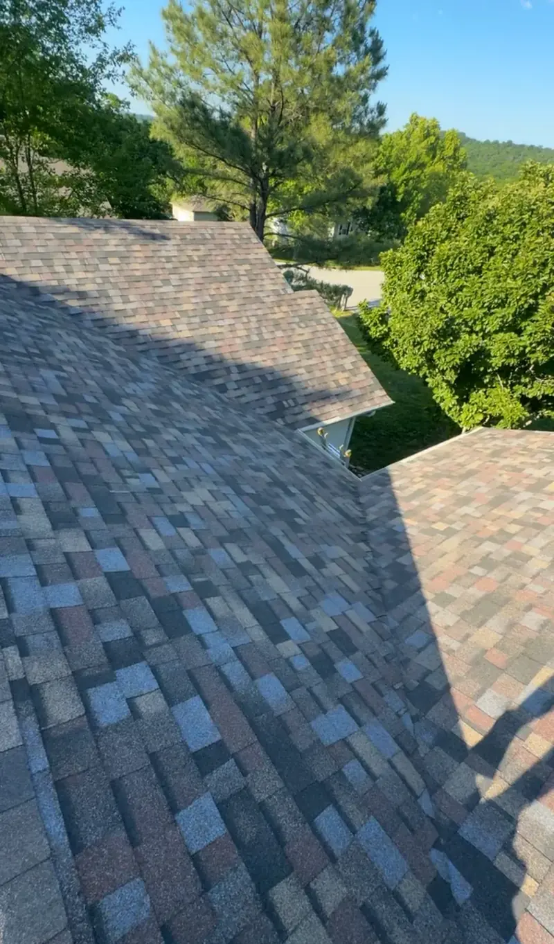 Detailed view of completed roof shingles